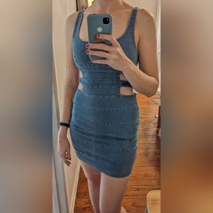 Bec & Bridge Denim Cut Out Mini Dress